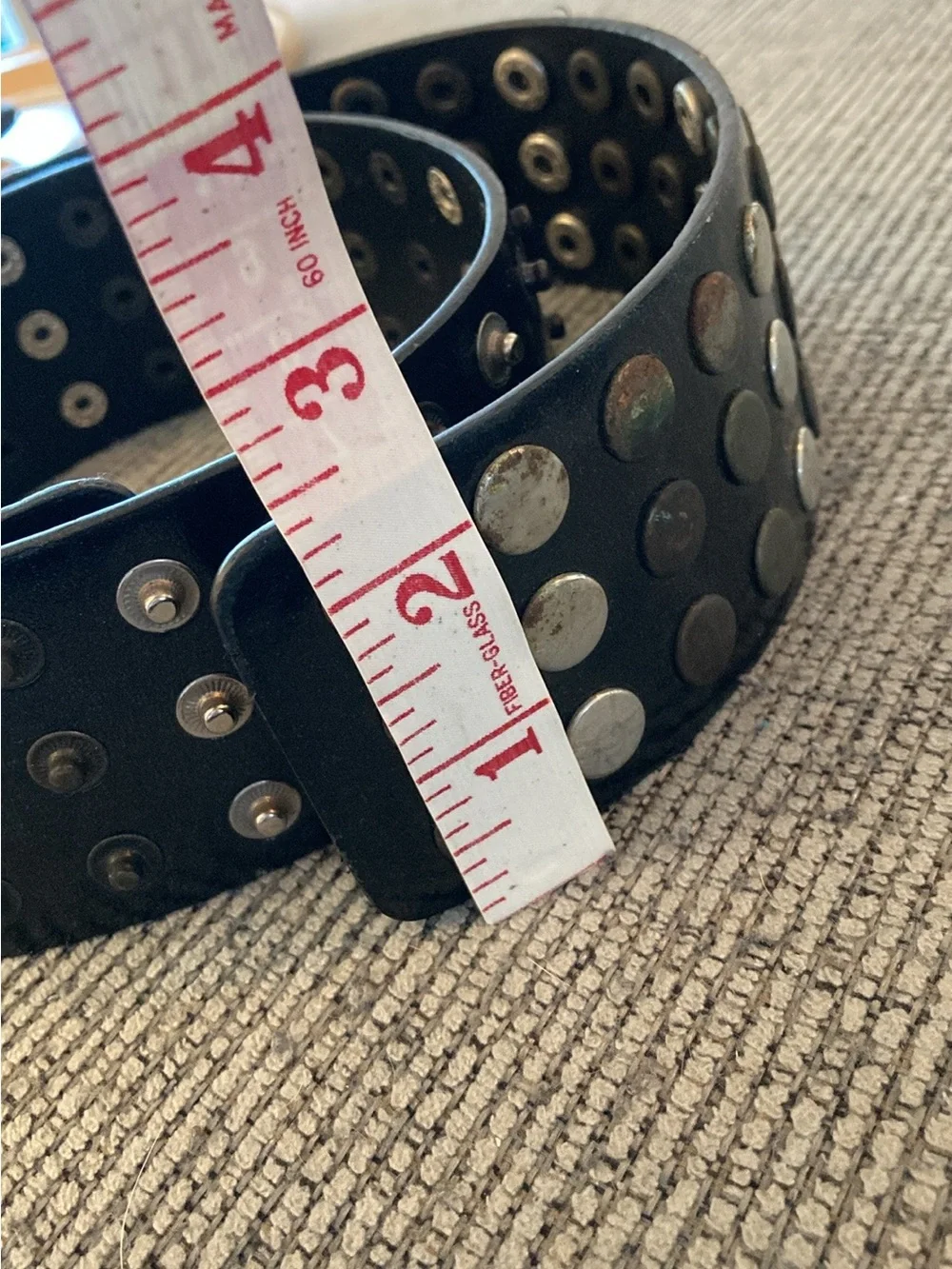 Vintage black belt with silver and rusted Studs streetwear grunge vibe